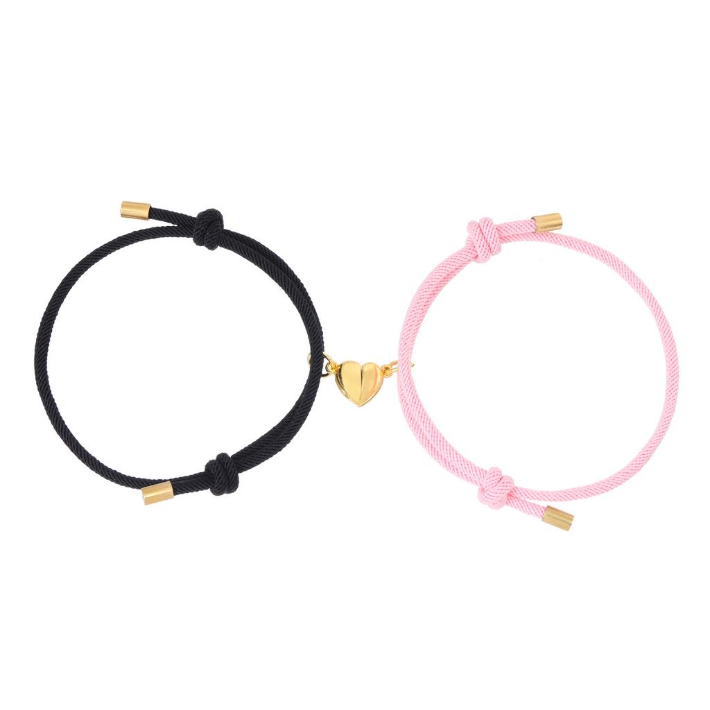 Gold Heart Magnet Milan Couple Bracelet Set Unisex Matching Bangles Jewelry