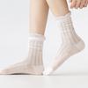 Spring & Summer Breathable Mesh Mid-Calf Socks with Bow Lace Bubble Cuff