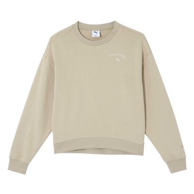 Rahat Hafif Sıcak Bisiklet Yaka Sweatshirt Kadın üst Açık Kahverengi 632536-96