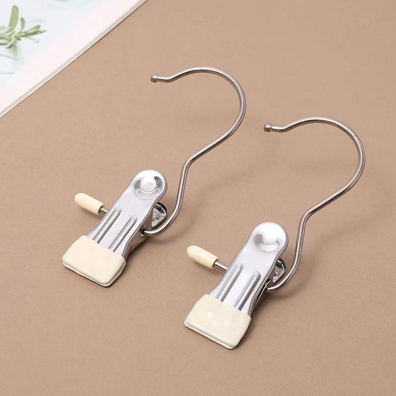 10pcs Stainless Steel Clothespins with Hook Laundry Organizer Portable Hanging Clip Closet Hanger Efficient Clothes Management
