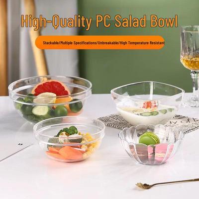 Transparent Acrylic Salad Bowl: Round Vegetable, Egg Beating, Cooking Bowl, Tea/Water Basin, and Hand Wash Cup for Restaurant Use.