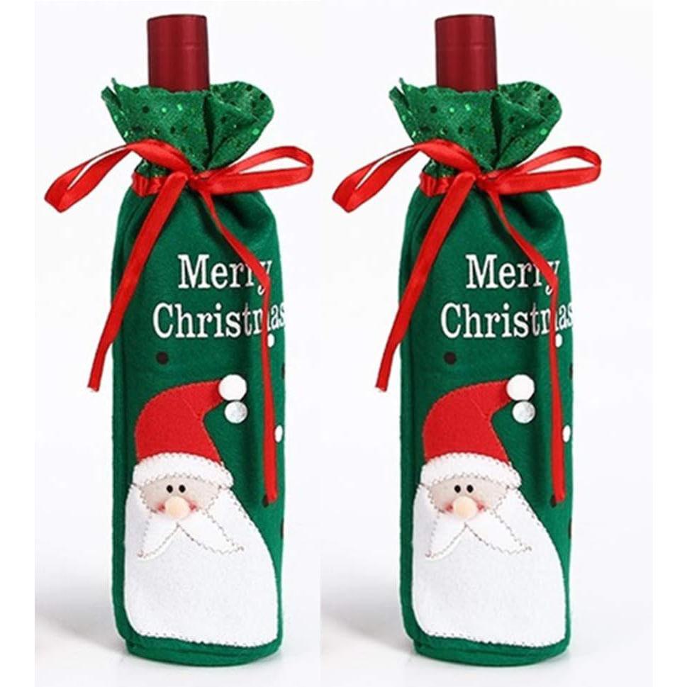 Christmas Wine Bottle Bags Reusable Xmas Champagne Bottle Covers Clothes for New Year Wedding Holiday Parties Dinner Table Decor