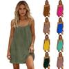 Vestito da Donna Senza Schiena con Spalline Sottili, Senza Maniche a Spalline Sottili, Fluido, Corto da Spiaggia/Vacanza, Con Laccio Dietro.