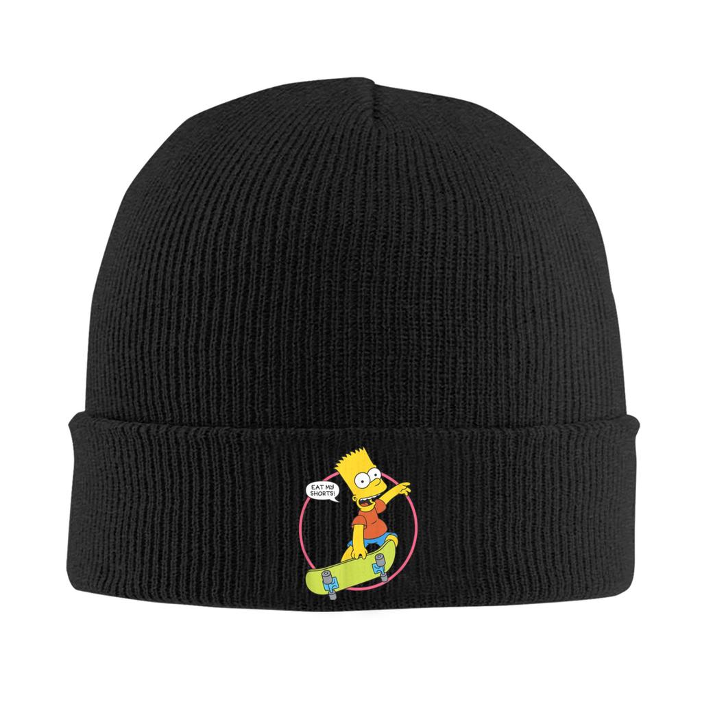 The S-simpson Bart Eat My Shorts Bonnet Hats Beanie Hats Autumn Winter Graphic Knitted Hat Cute Men Women Kpop Warm Cap
