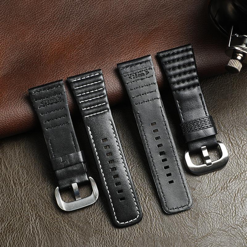 Seven Friday, Correa de Cuero Genuino Adecuada para 28 mm, Piel de Vaca de Primera Capa de Alto Valor, Pulsera Suave y Transpirable, Producto Nuevo.