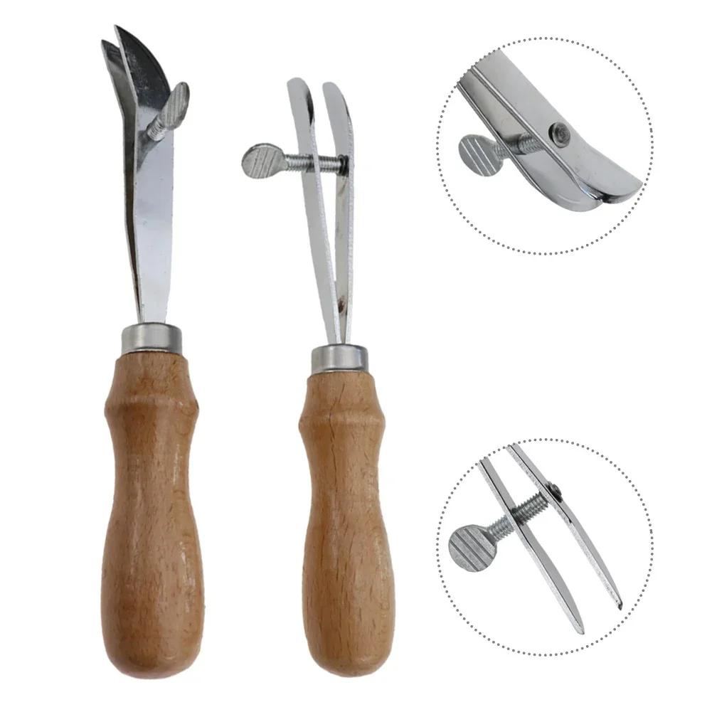 Adjustable Leather Edge Creaser Scriber Crimping Scalloped Crimper Wood Press Line Craft Tool For DIY Handmade Stitching Groover