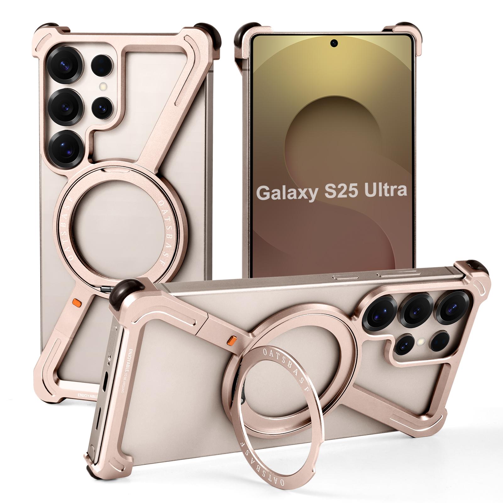 

Oatsbasf Metal Frameless for Samsung Galaxy S25/S24 Ultra Phone Case with Stand Magsafe 360° Rotatable Bumper Protective Cover Galaxy S24 Ultra пустынный