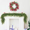 70CM Artificial Christmas Eucalyptus Garland with Red Berry Pinecones Handmade Xmas Decoration for Home Fireplace Party Mall