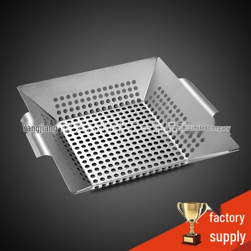 Quadratische Edelstahl-Grillpfanne - Outdoor-Grillwerkzeug