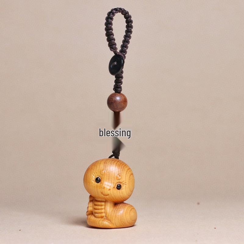 Cliff Cypress Zodiac Keychain Wood Carving Pendant Charm