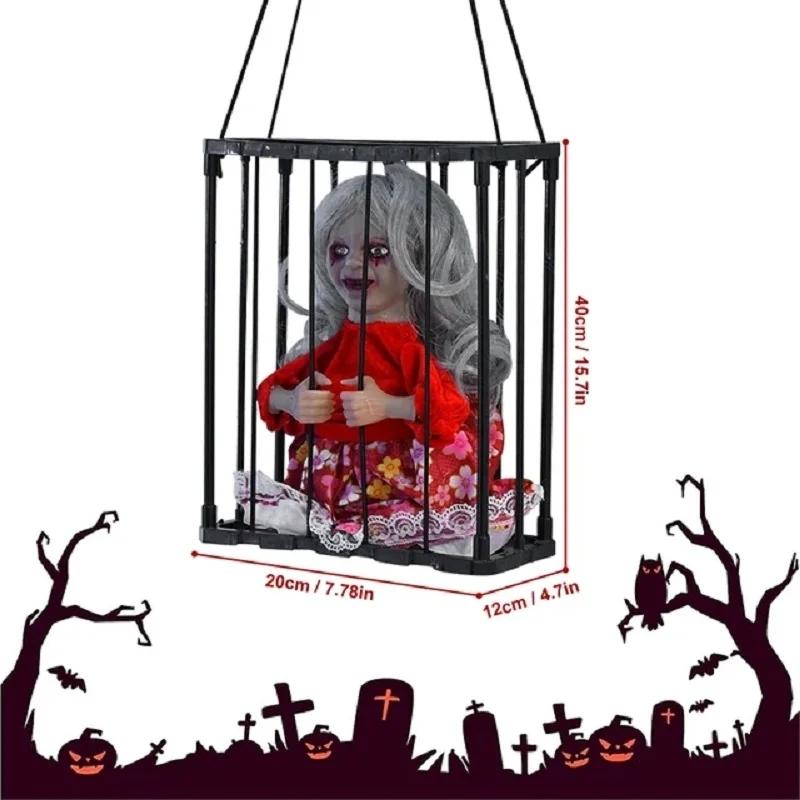 Halloween Skeleton Toy Electric Horror Flashing Light Sound Doll Scary Ghost Prisoner Haunted House Horror Party Props Decor