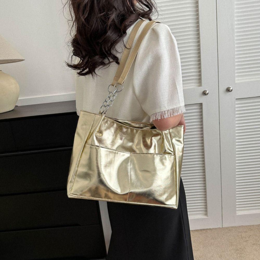 Pure Color PU Leather Tote Bag Multi-position Women Handbag Retro Simple Shoulder Bag Outdoor