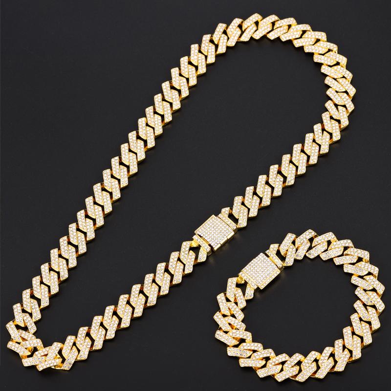 Prong 16mm Cuban Chain Micro Pave Cubic Zircon Mixed Luxury Bling Bling Full Iced Out Charms Hiphop Jewelry
