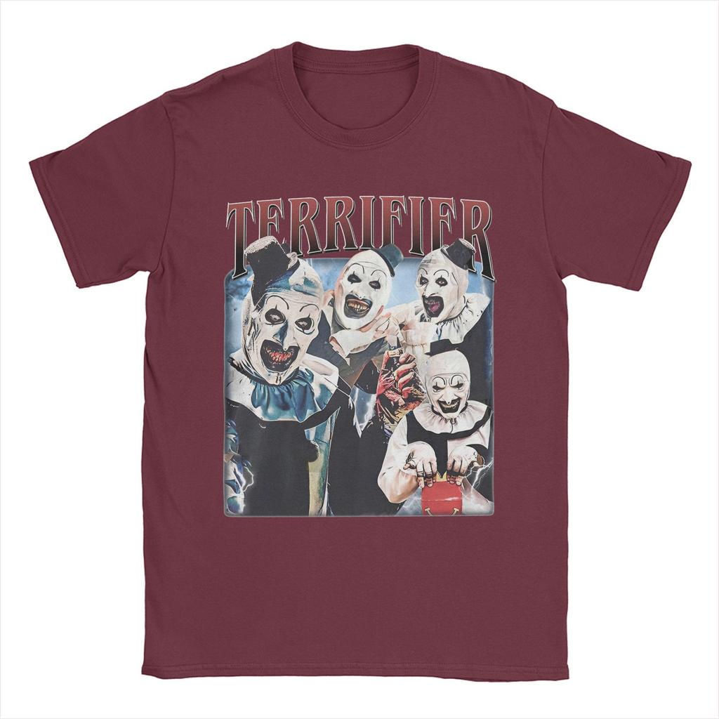 Terrifier Horror Movie T Shirts Men 100% Cotton Vintage T-Shirt Crew Neck  Tees Short Sleeve Clothes Summer