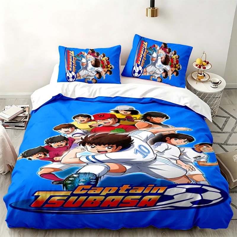 CAPTAIN TSUBASA Set da 3 pezzi Perfetto per la camera da letto Set di biancheria da letto confortevole include una copripiumino e due federe Ideale regalo di compleanno o di Natale