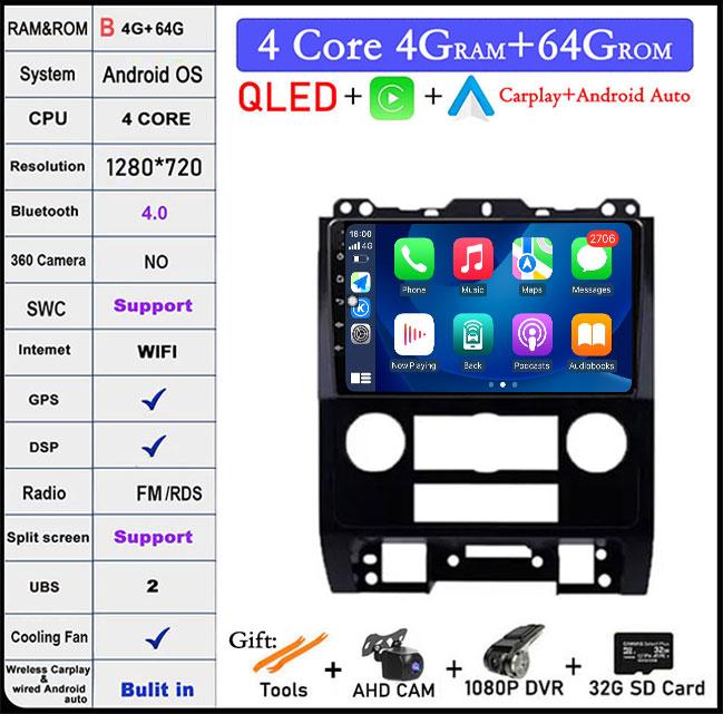 Android 14 For Ford Escape 2007-2012 9" Screen Head Unit Car Radio Stereo GPS Navigation Multimedia Player Audio Autoradio