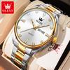 OLEVS 3621 Brand Man Luxury Diamond Waterproof Classic Business Stainless Steel Calendar Quartz Watch for Man