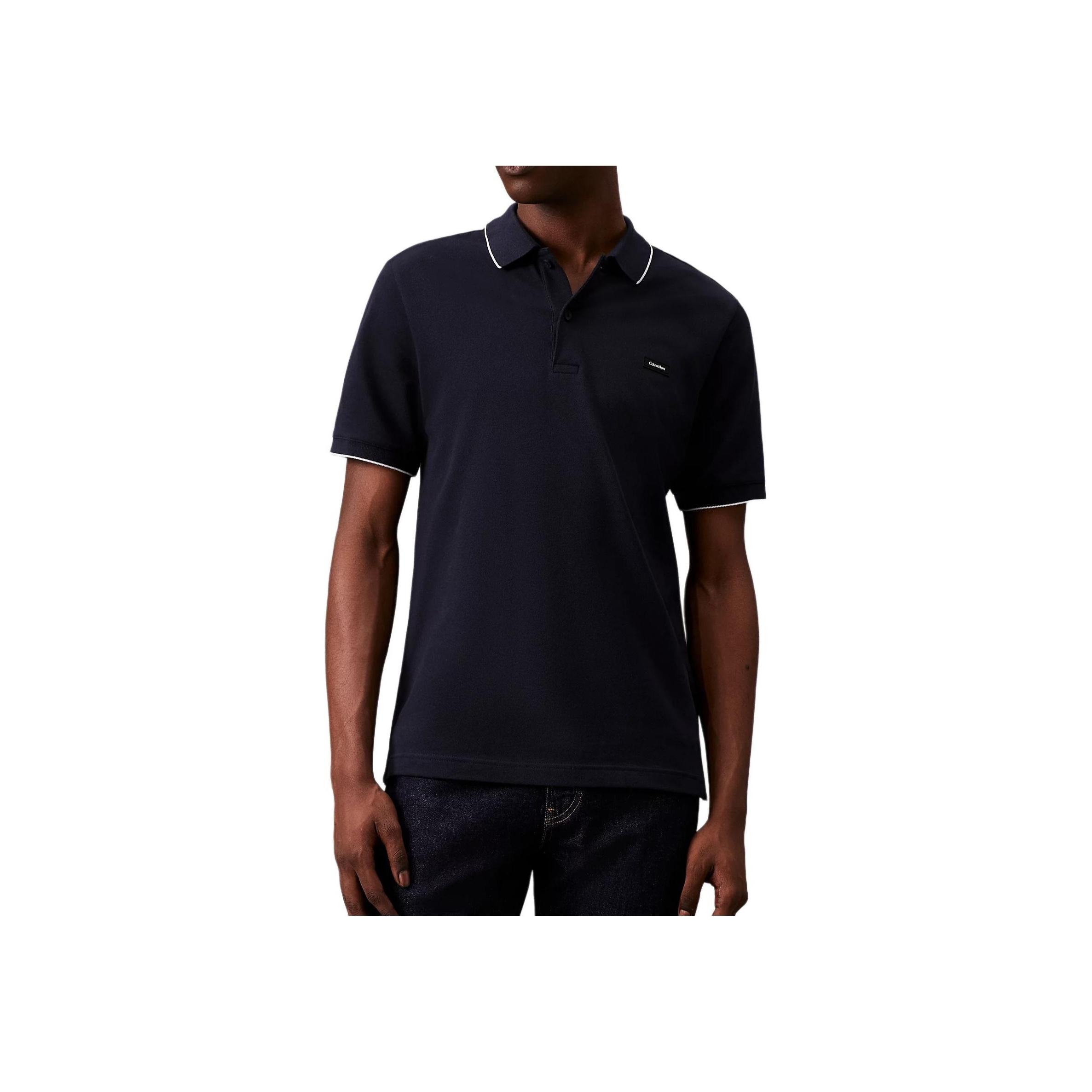 

Calvin Klein Slim Fit Casual Comfortable Ribbed Knit Polo Shirt Men tops Navy-Blue K10K112751-CHW S