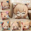 Yoimiya Cute Genshin Impact Cushion Cover Silky Short Plush Invisible Zipper Dustproof Sofa Pillow Case For Home Decor