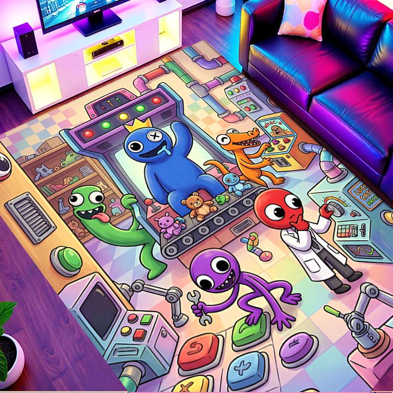 Game Rainbow Friends Print Rug, Washable Floor Carpet, For Entryway Dorm Laundry Room Office Study, Home Decor Birthday Christmas Gift