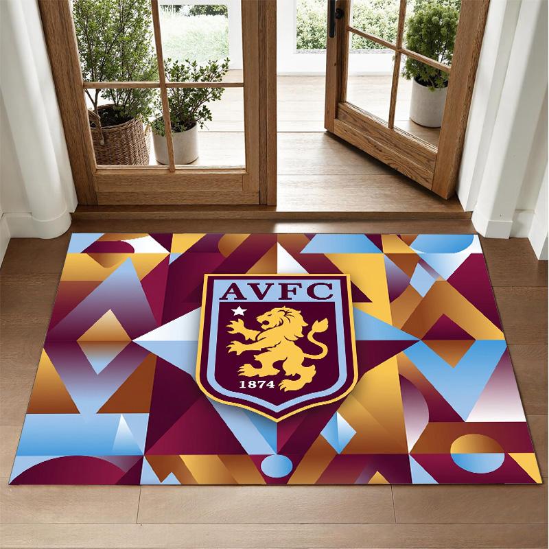 Aston Villa Football Design Crystal Velvet Rug Soft Decorative Mat for Bedroom Entrance