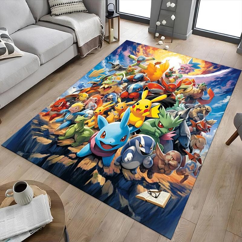 Pokemon Adventure Carpet For Playroom Bedroom Living Room Sofa Home Decorkids Game Area Rug Nonslip Floor Mat