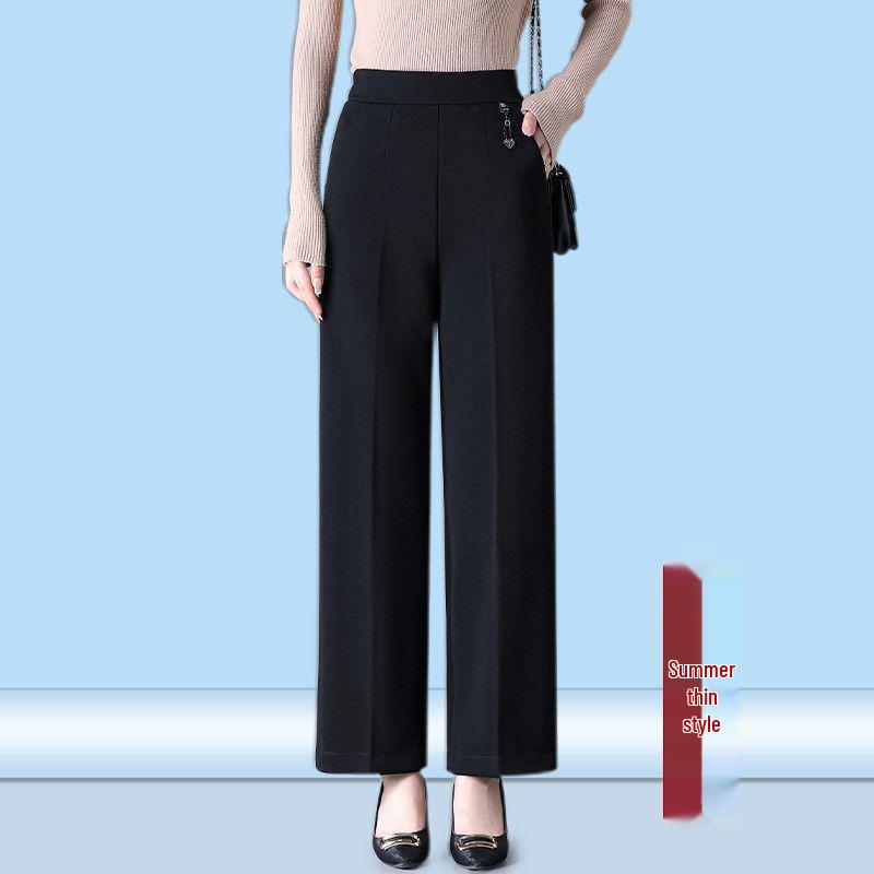 

High-waisted Loose Wide-leg Pants for Middle-aged Women - Elastic Casual Plus Size for Spring and Autumn 4XL (Recommended 45kg-57kg)