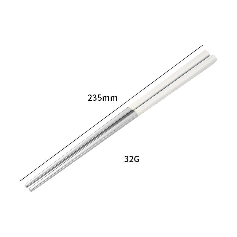 23,5 cm Korejské čtvercové protiskluzové hůlky z nerezové oceli 304 - Zlaté, Jeden pár, Přizpůsobitelné logo