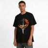 Japanese Oni Mask Katana Print Cool Casual Short Sleeve T-Shirt Pure cotton T-shirt