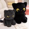 Black Cat Plush Pillow Soft Stuffed Sitting Cat Cushion Cute Cat Design Lovely Birthday Gift Idea for Cat Lovers
