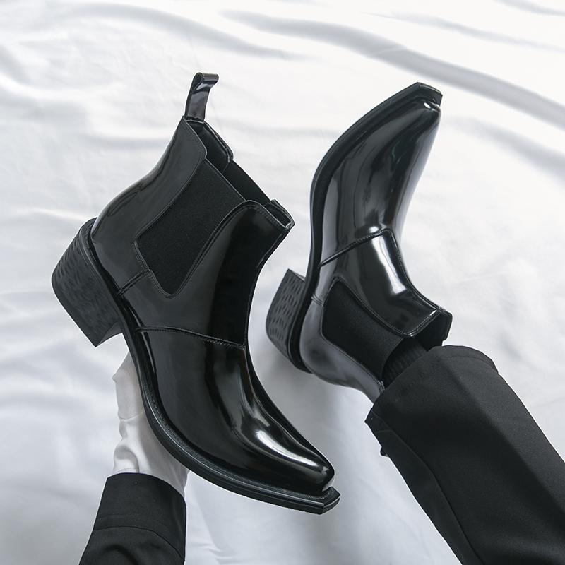 Men's Classic Retro Chelsea Boots Pointed Toe Leather Ankle Boots Men British Style Short Boots High-top Business Formal Shoes