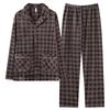 Pajamas Men'S Autumn And Winter Island Fleece Thickened Fleece Warm Coral Fleece Winter Plaid Thin Fleece Homewear Set