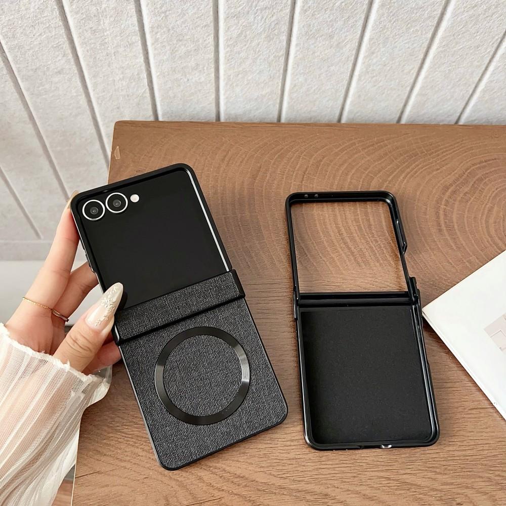 For Samsung Galaxy Z Flip 7 Case Luxury PU Cloth Magnetic Wireless Charging Protective Back Cover Case For Z Flip7 Phone Shell