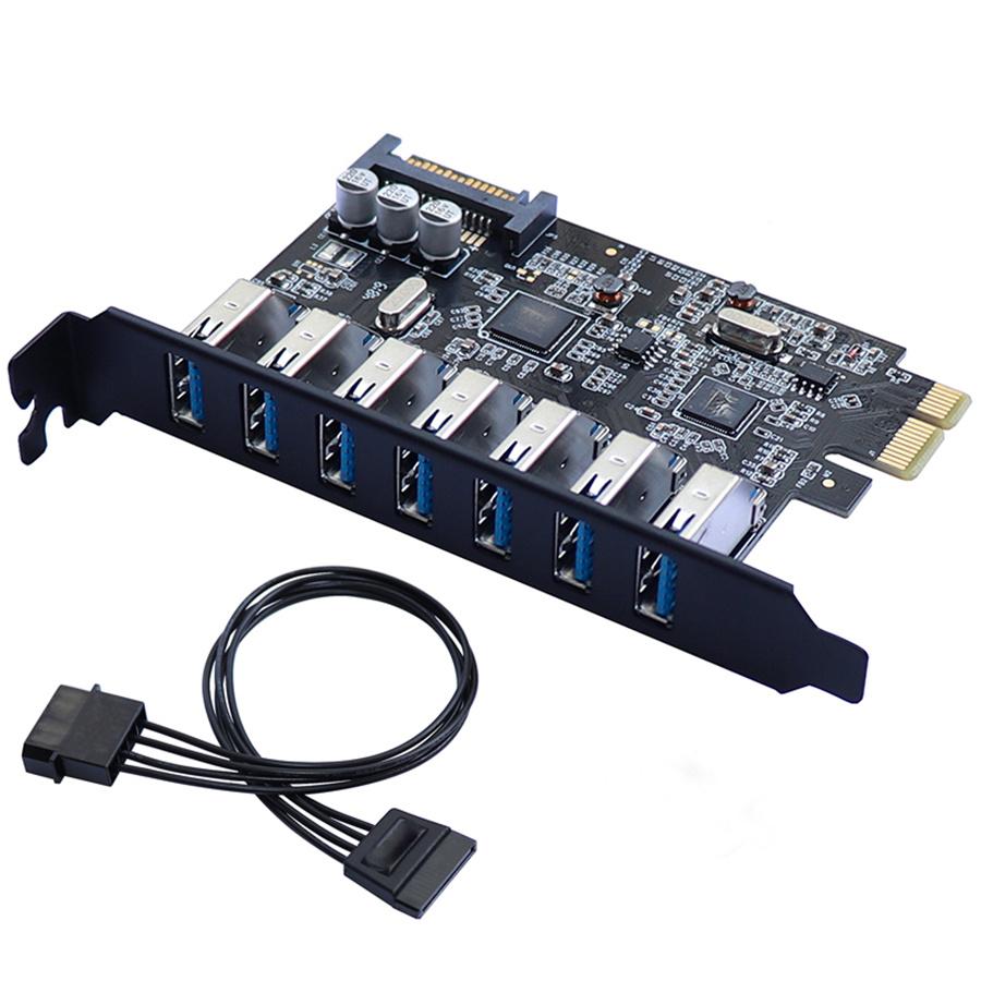 SuperSpeed USB 3.0 7 Port PCI-E Express Card with a 15pin SATA Power Connector PCIE Adapt VL805 and VL812 Chipsets