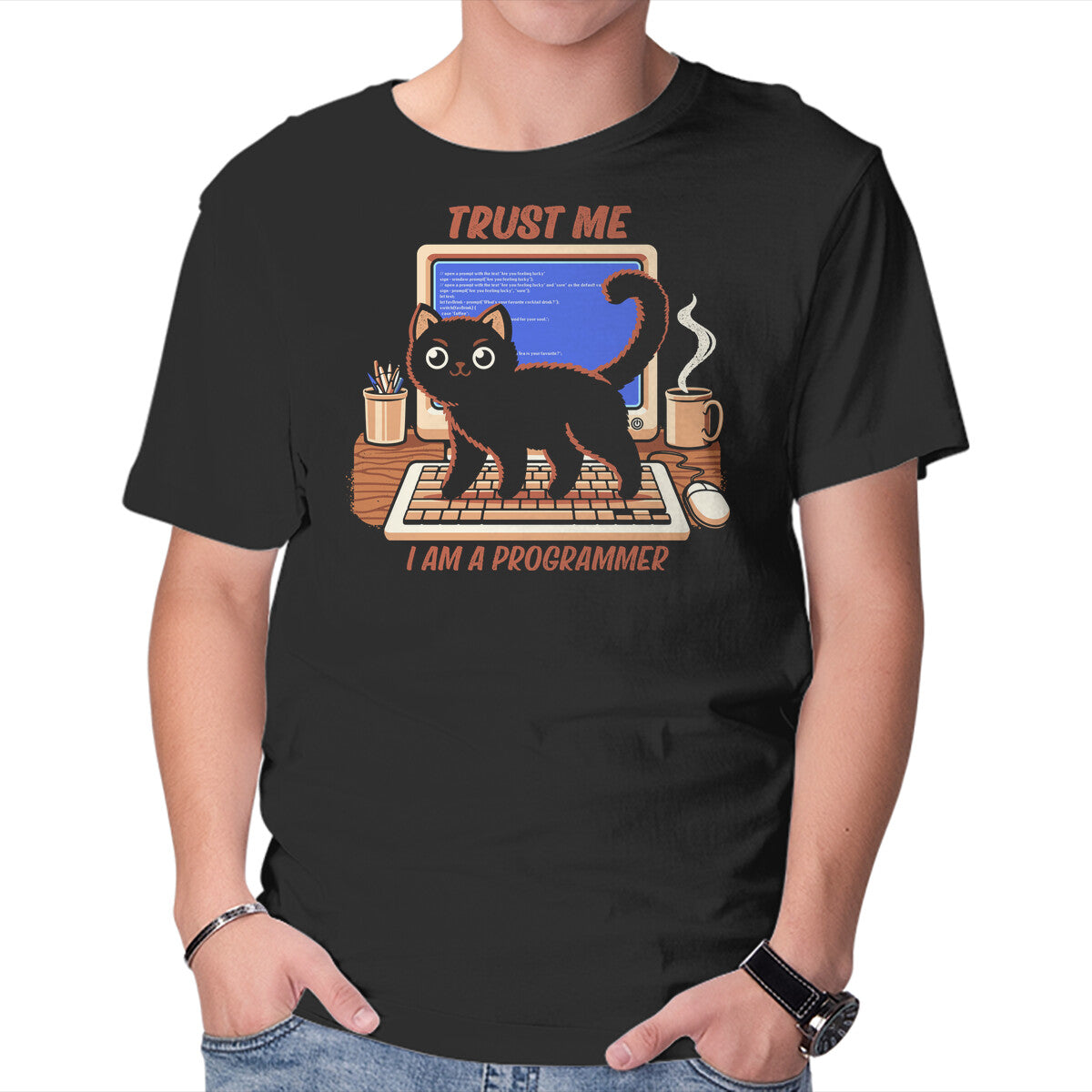 Unisex Crew Neck T-Shirt I Am A Programmer Graphic Short Sleeve Casual Tee S