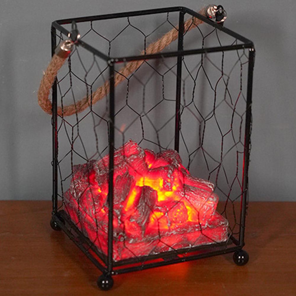 

Имитация угольной лампы с пламенем, светодиодный декоративный светильник, железный орнамент, украшение для дома A