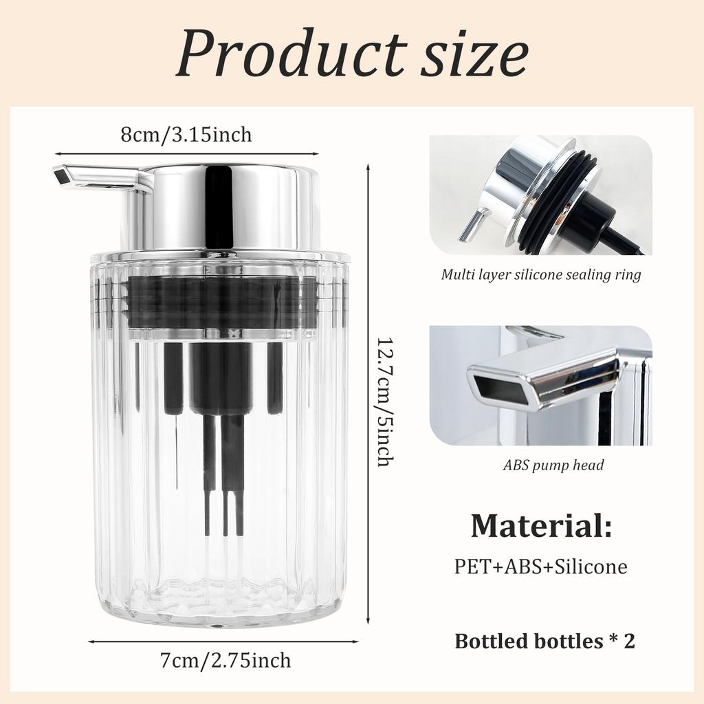 1/2Pcs Hands Foaming Soap Dispenser Soap Foam Bottle Hand Wash Container Liquid Gel Soap Mousse Bottle for Bathroom Kitchen