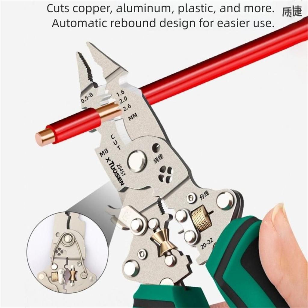 High Carbon Steel Electrical Cable Stripper Foldable Electricity Measurement Multifunctional Wire Stripper Cable Cutting