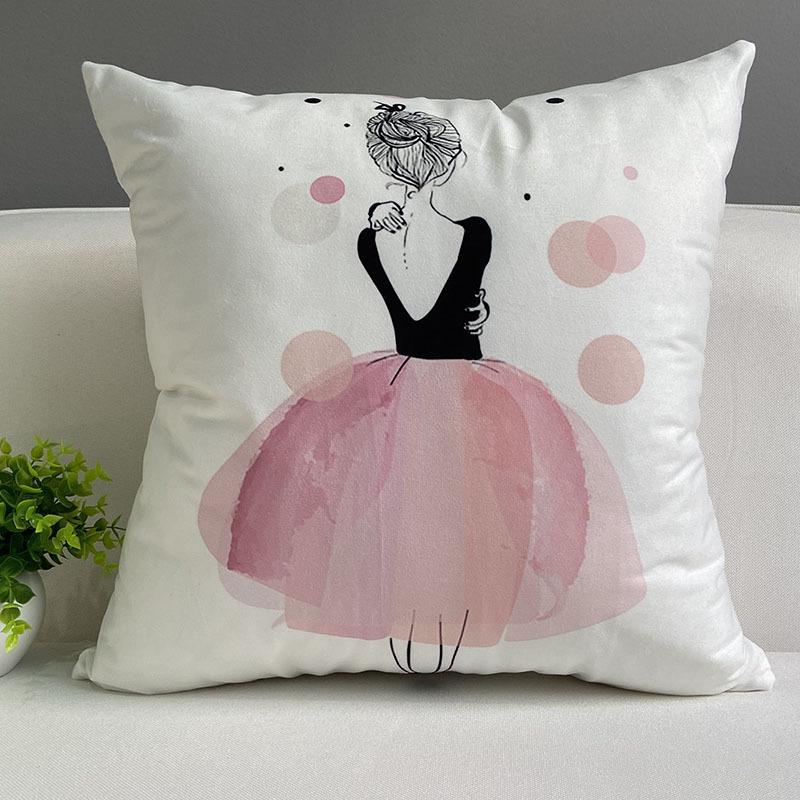 Nordic People Resemble Checkered Digital Printing Short Plush Pillow Covers For Car Sofa Office Cushion Cover Home Goods