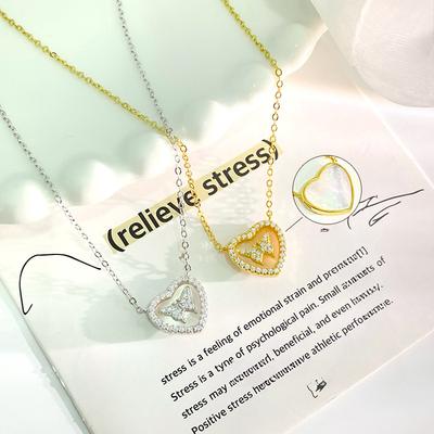 Sweet Butterfly Shell Love Necklace for Women's Light Luxury Ins Style Girl Feeling Collar Chain