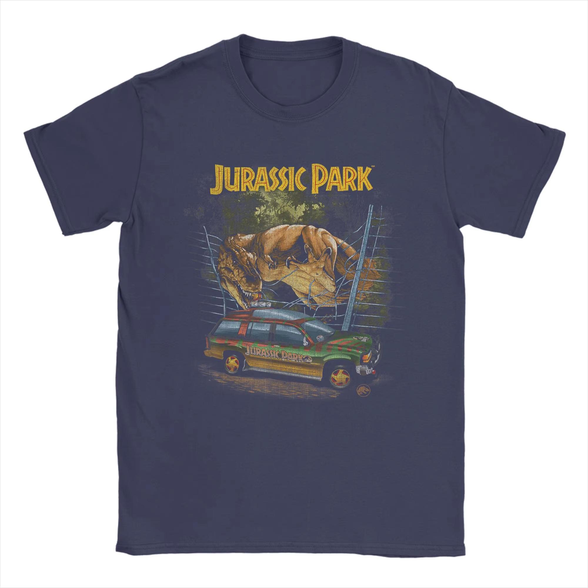 

Jurassic Park Vintage T-Rex Break Out T-Shirts Men Funny Cotton Tees O Neck Short Sleeve T Shirt Summer Clothes 4XL