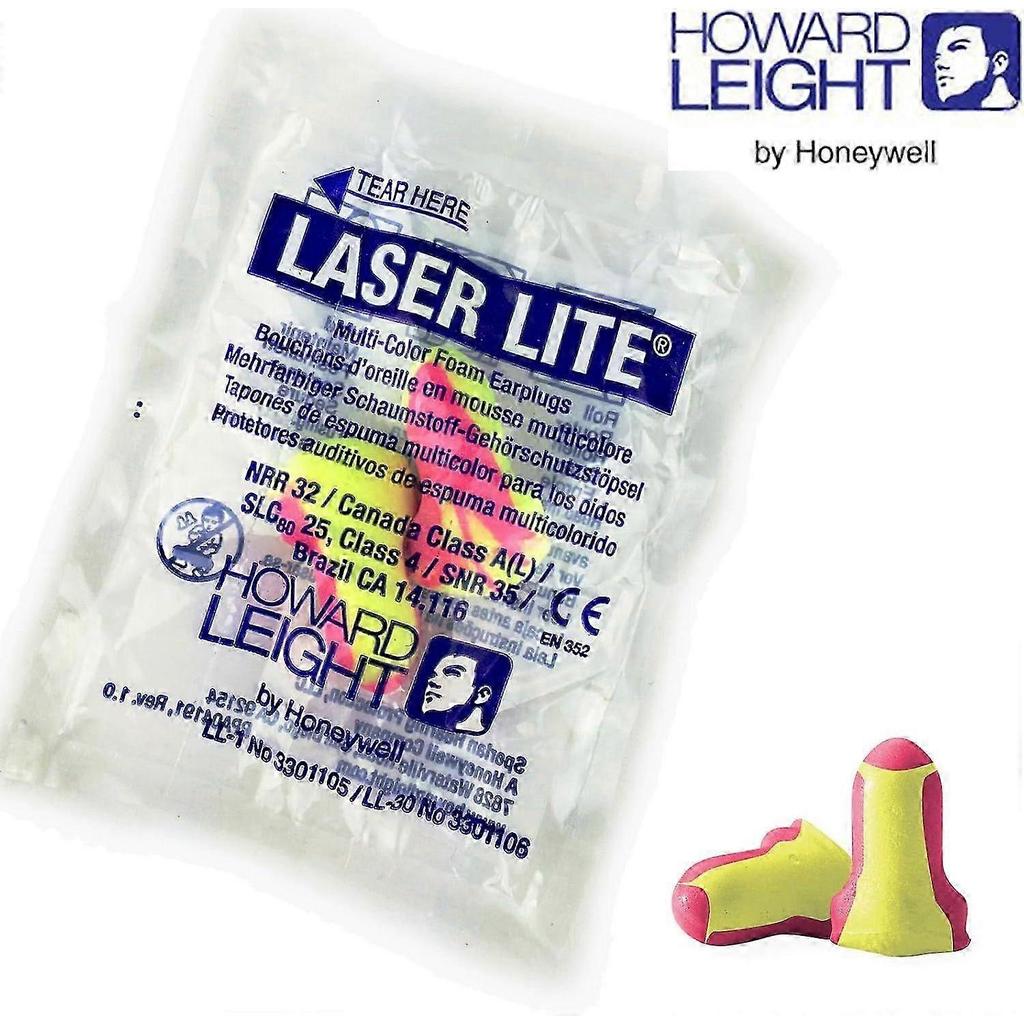 100 Pairs Of Howard Leight Laser Lite Individually Wrapped Ear Plugs, Polyurethane