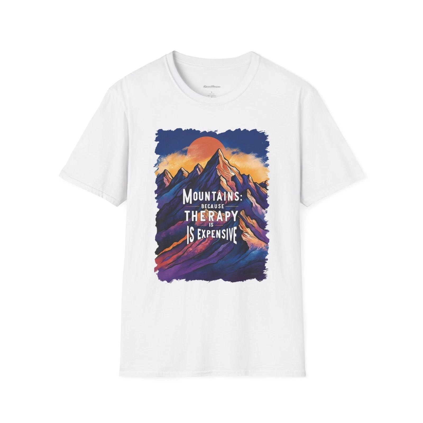 Mountains Therapy is Expensive T-Shirt, Sarcastic Hiking Tee, Funny Graphic 2XL