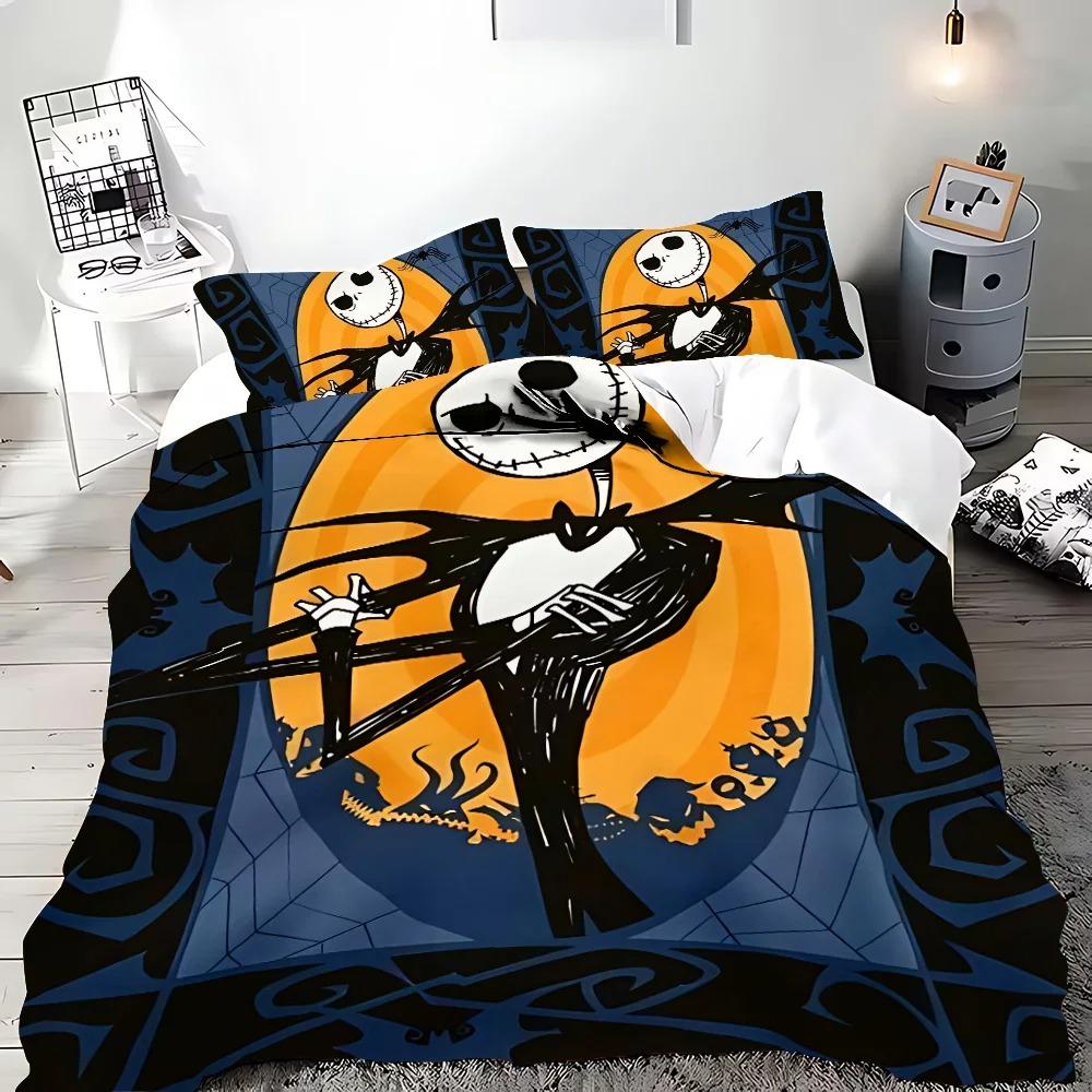 New Nightmare Before Christmas Duvet Cover with Pillow Cover Bed Set Jack and Sally 3D Skull Christmas Bedding Set Bedroom Decor