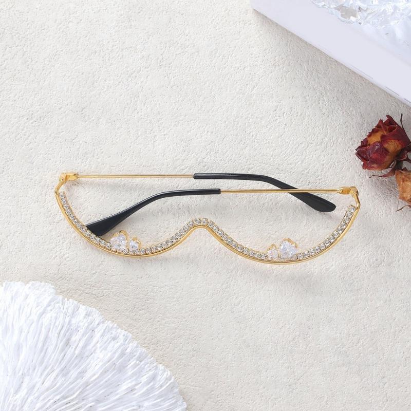 Stylish Metal Frame Glasses With Sparkling Rhinestones Costume Accessories Decoration For Cosplay And Parties