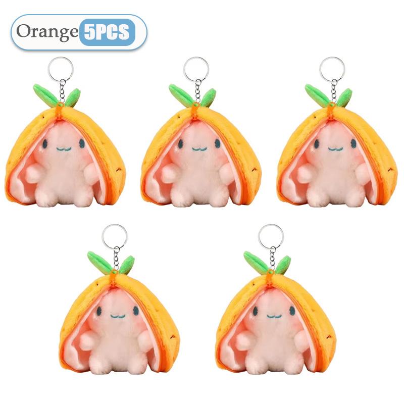 1-20PCS Funny Joy Kawaii Fruit Bunny Plush Toy Cute Carrot Strawberry Turn Funny Joy Rabbit Plush Toy Kids Birthday Easter Gifts