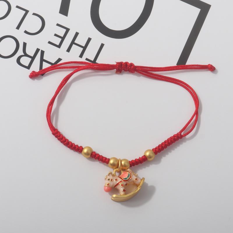 2026 Horse Year Lucky Red Rope Bracelet Chinese Style Zodiac Horse Braided Bracelet Women Fashion Jewelry