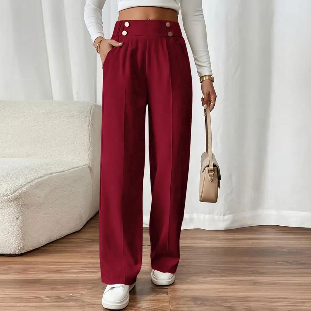 Women's High Waisted Color Flowy Floor-Length Casual Pants for Everyday Wear