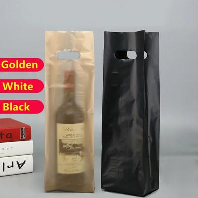 50pcs Golden Single Double Bottle Red Wine Handle Bag Plastic Gift Tote Bag Beer Packaging Box Champagne Glass Bottle Gift Bag