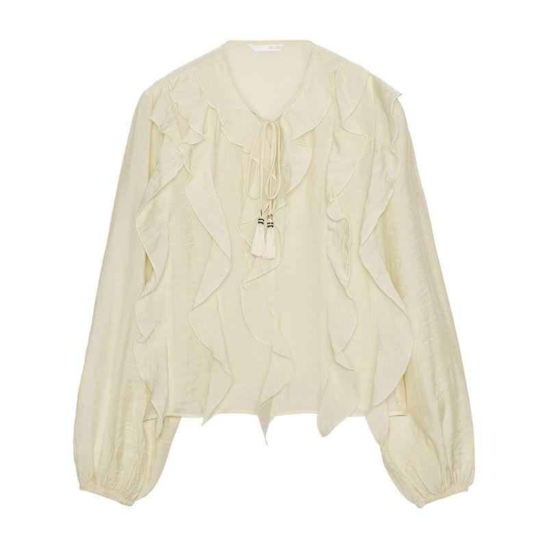 Zaprha 2025 Autumn New Romantic Style Western Style Laminated Decoration Loose Top Shirts Women 3897165